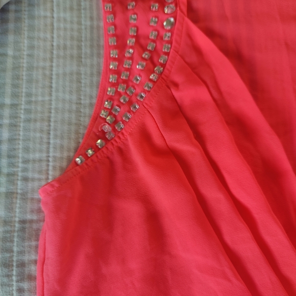 Women's Sheer Jewel Faux Wrap Top - Picture 4 of 4